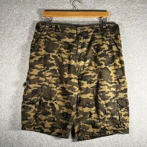 Y2K baggy long camo skater cargo shorts Size 36